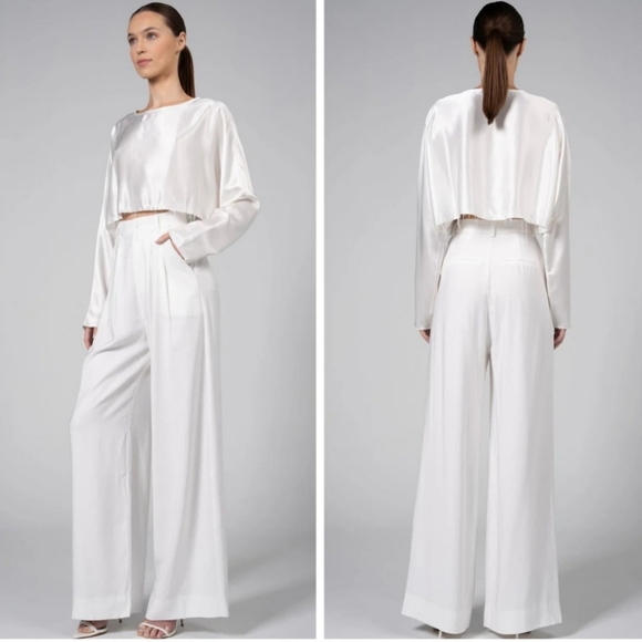 NONchalant Large Highrise Luxury Fabi White Wide-Leg Pants Revolve TNT Summer - Picture 2 of 6